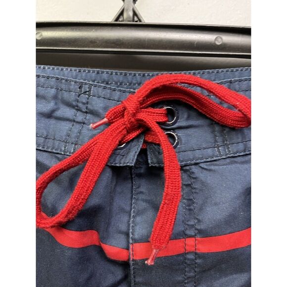 Old Navy Swim Trunks Mens XXL Navy Red White Drawstring Tie Mesh Lined Striped - Picture 2 of 6